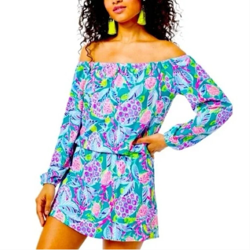 Lilly Pulitzer Womens Lana Skort Romper XXS Maldives Green Turtle Wave